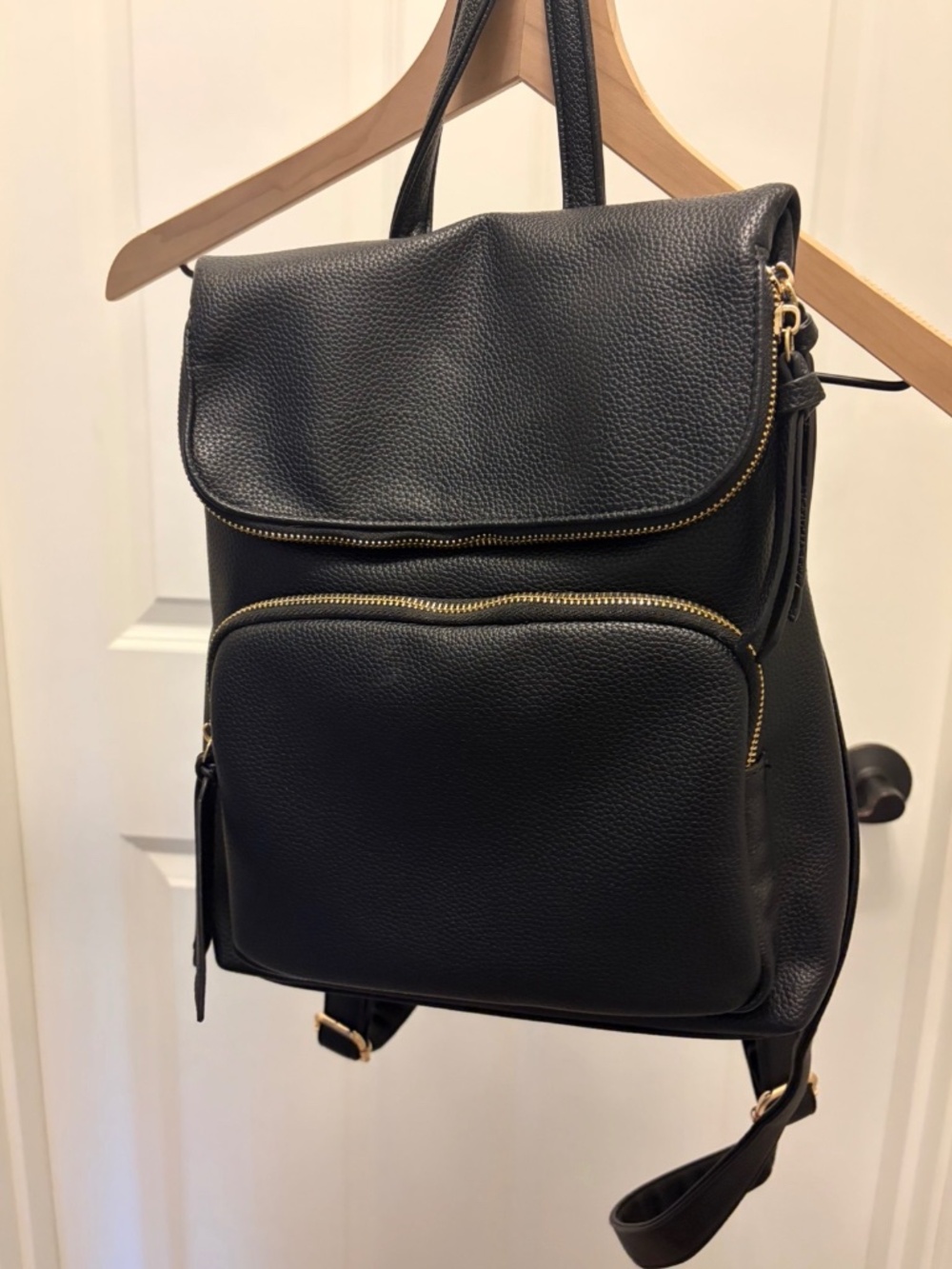 Vegan pebbled faux leather backpack
